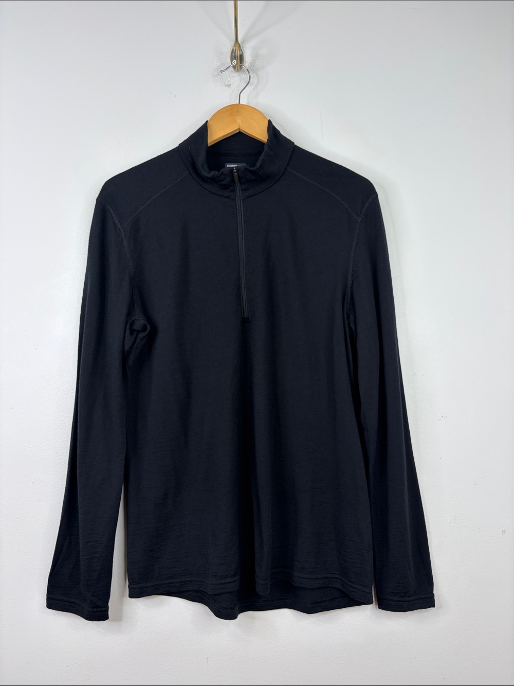 Icebreaker Half Zip Mens Large Black Merino Wool Bodyfit 260 Midweight Layer